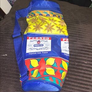 Pernod FILS Multi-Color Cooler Bag Zippered Top Bottle Holder Adjustable vintage